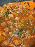 Chicken pilav with peaches