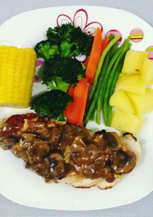 Foto resep Ayam kukus bumbu jamur