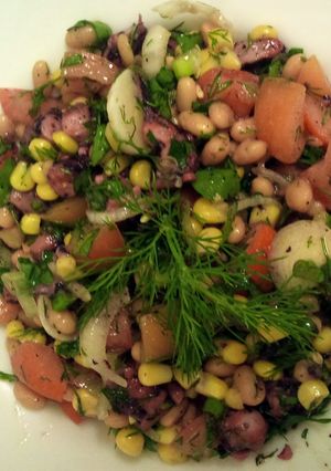 A picture of octopus salad.