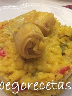 Una foto de Arroz con bacalao y alcachofas