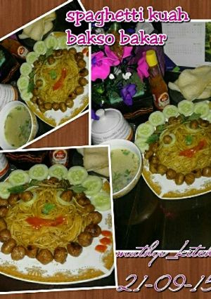 Foto resep Spaghetti Kuah bakso Bakar