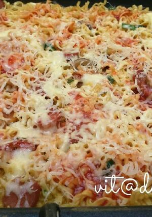 Foto resep Pizza Mie Sosis Jamur Mozarella