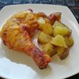 Pollo a la mostaza con papas al horno