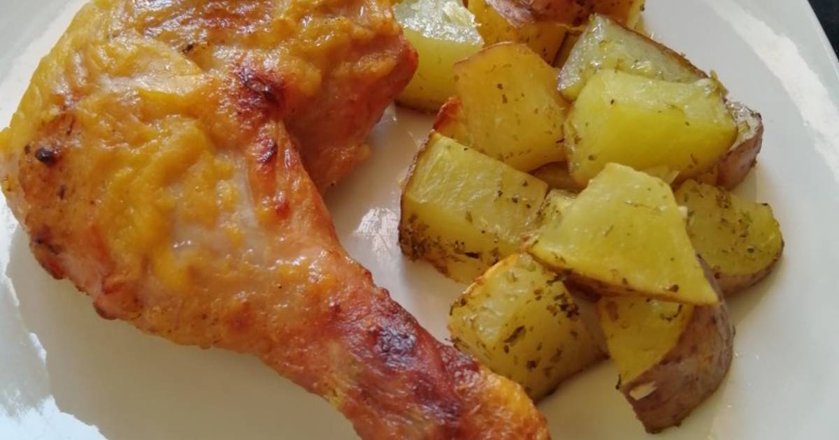 Pollo A La Mostaza Con Papas Al Horno Receta De Soraya Alejandra- Cookpad