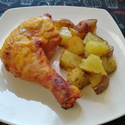 Pollo a la mostaza con papas al horno Receta de Soraya Alejandra- Cookpad