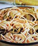 Espagueti con champiñones