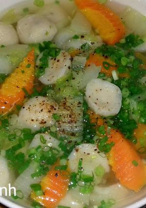 Hình của món Canh Cải Nấu Cá Viên.