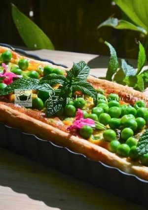 Une photo de Tarte aux petits pois et à la menthe