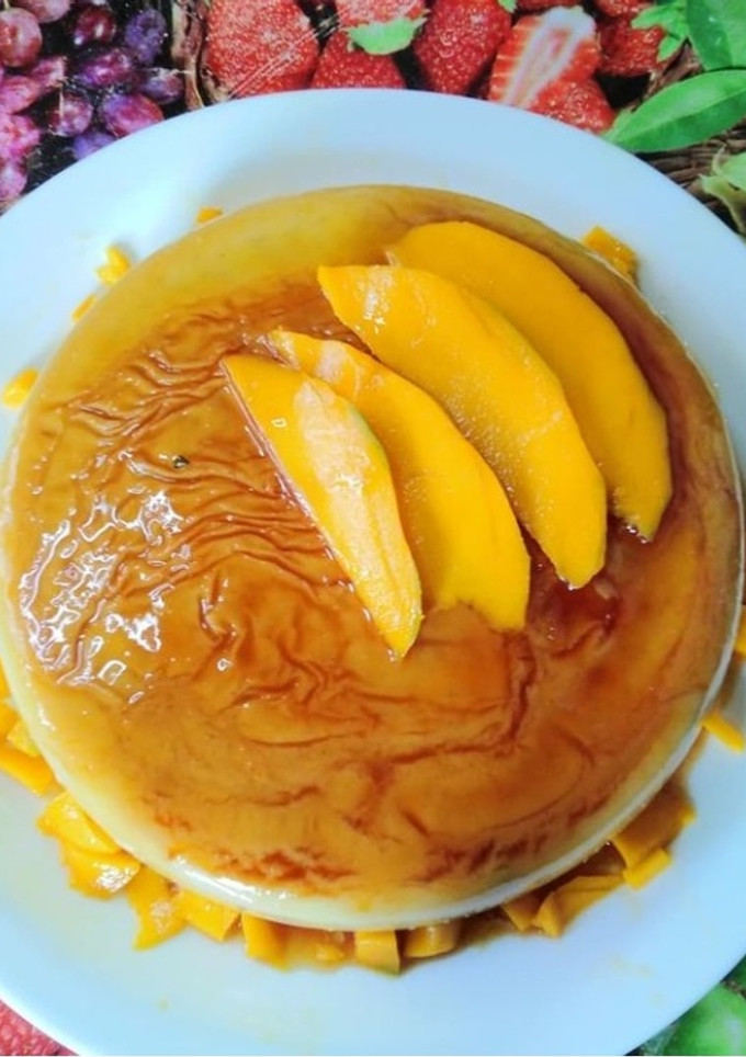 Una foto de Primer flan chocolate blanco y manga!!!