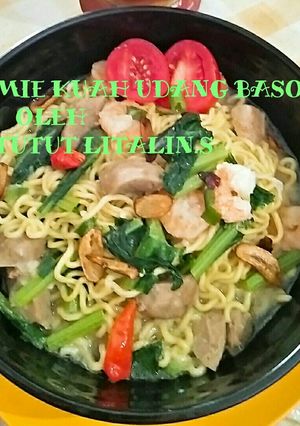Foto resep Cu mie(cuma mie) kuah..udang baso sapi