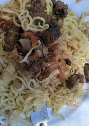 A picture of Idomine with beef stewed.
