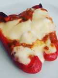 Peperone rosso ripieno di sardine in salsa di Takki,mozzarella