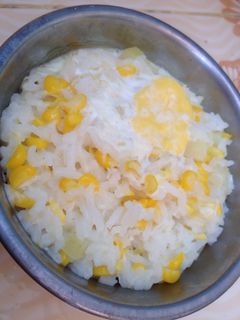 Foto resep nasi rebus bumbu keju