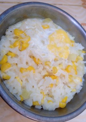 Foto resep nasi rebus bumbu keju