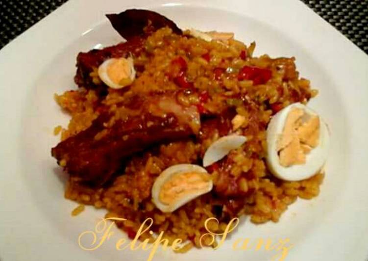 Arroz con costillas de cerdo ibérico adobadas