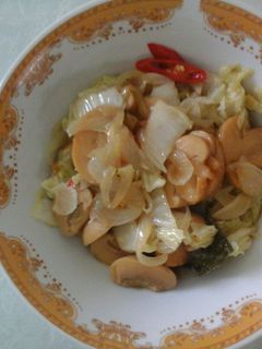 Foto resep tumis jamur kancing sawi putih