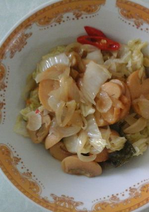 Foto resep tumis jamur kancing sawi putih