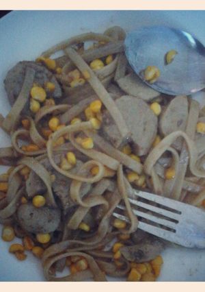 Foto resep fetucinni sweetcorn & meetball