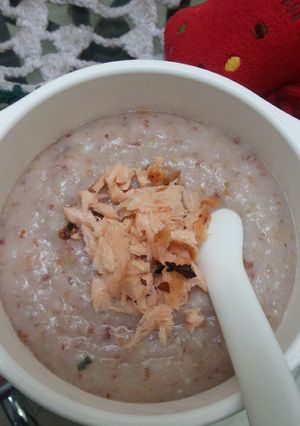 Foto resep Tim Beras Merah with Salmon suir-MPASI