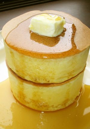 A picture of Thick Fluffy Pancakes Using Pancake Rings and Mix.