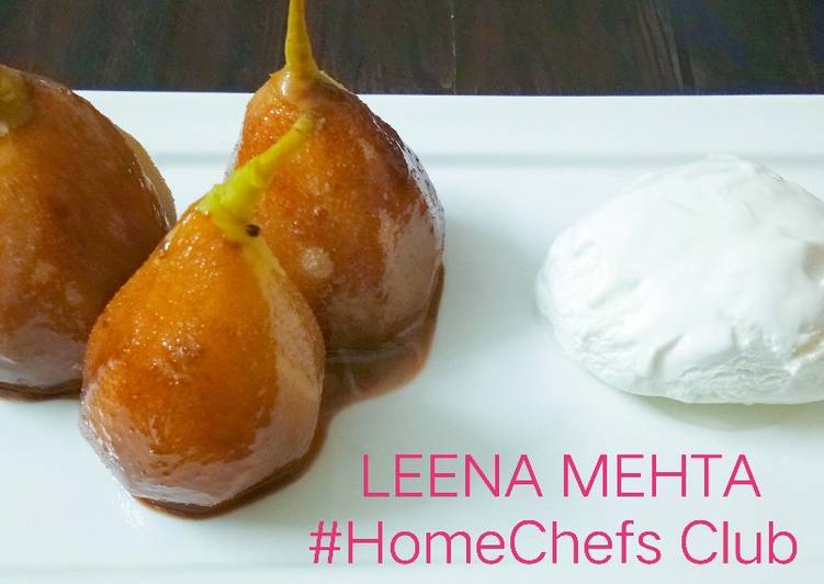 Recipe of Homemade Poached pears with chocolate and ice-cream