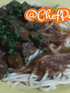 Una foto de Espaguetis con Carne Guisada