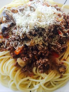 Una foto de Spaghetti con carne molida