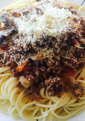 Una foto de Spaghetti con carne molida