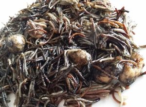 Una foto de Fideuà de fideos negros con rape