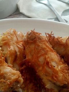 Foto principal de Alitas de pollo ecológico rebozadas con fideos 