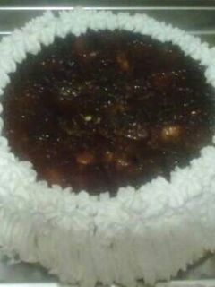 Una foto de Flan de macedonia