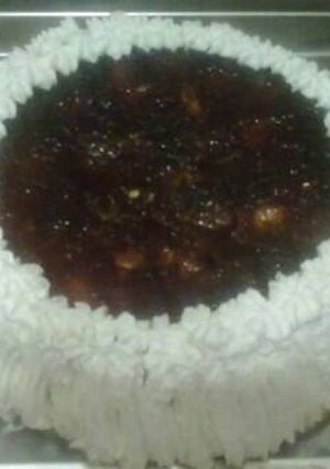 Una foto de Flan de macedonia