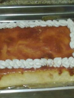 Una foto de Flan de queso con crema de toffe
