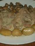 Filetes de pechuga con nata y champiñones 
