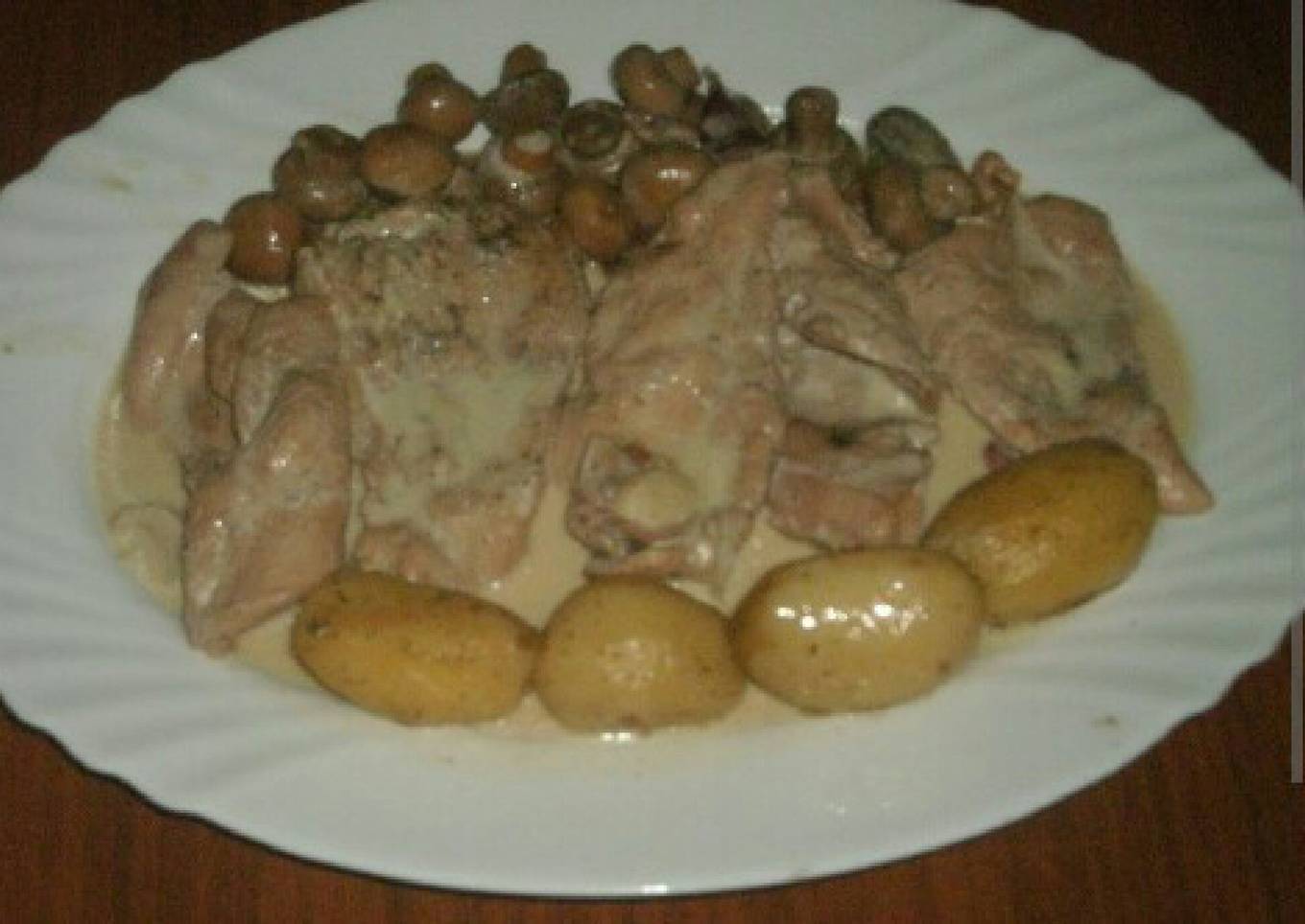 Filetes de pechuga con nata y champiñones 