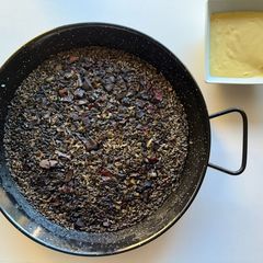 A picture of Black Rice 🦑 Paella with Garlic Mayonnaise!.