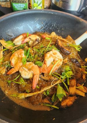 รูปของ กุ้งอบวุ้นเส้นคีโต Keto baked shrimp with glass noodle