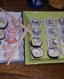 Sushi de langostinos y Kani Kama(nada crudo)