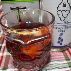 A picture of Haskap Sangria (using Haskap berry wine).