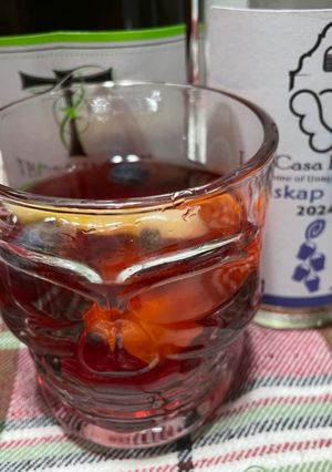 A picture of Haskap Sangria (using Haskap berry wine).