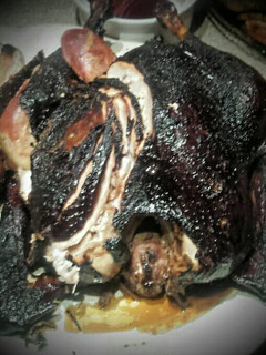 A picture of pecan smoked turkey .