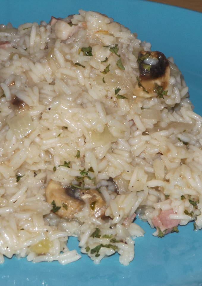 Una foto de Arroz basmati con champiñones al vino