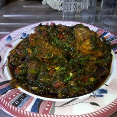 A picture of Vegetable(Ugu n water leaf) soup.