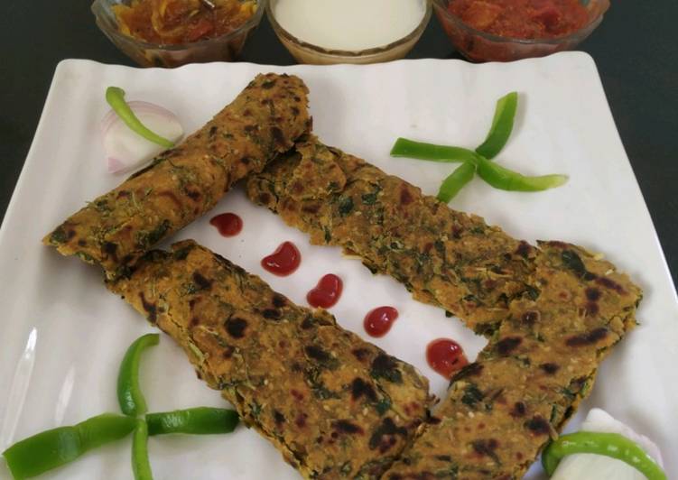 Recipe of Super Quick Homemade Bajra Methi Na Dhebra