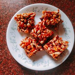 A picture of Peanut chikki using jaggery.