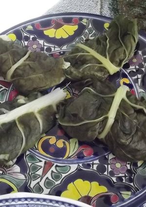 Una foto de Tamal con hoja de acelga