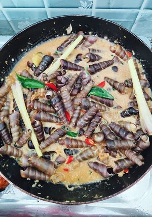 Hình của món Ốc len xào cốt dừa.