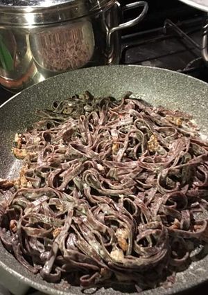 Foto di Tagliatelle al cacao con gorgonzola e noci