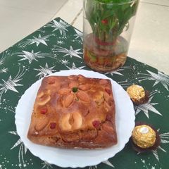 A picture of Eggless plum cake without alcohol (no all-purpose flour and sugar).