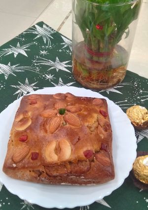 A picture of Eggless plum cake without alcohol (no all-purpose flour and sugar).